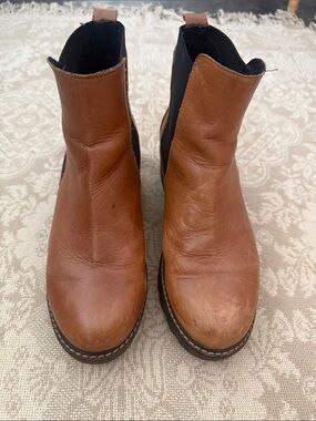 Anthropologie Brown Leather Chelsea Ankle Boots